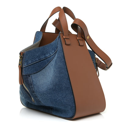 Loewe Calfskin Denim Medium Hammock Shoulder Bag Multitone Tan 3 of 12