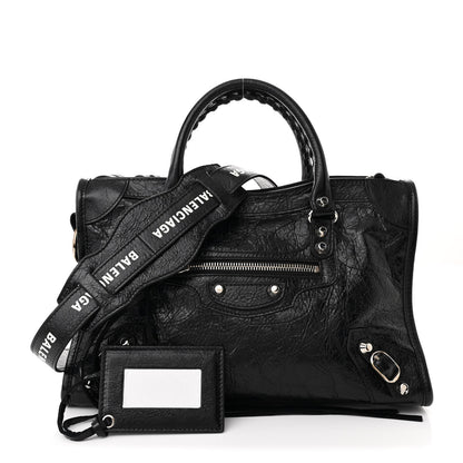 Balenciaga Agneau Classic Hardware S City Logo Strap Black White 3 of 12