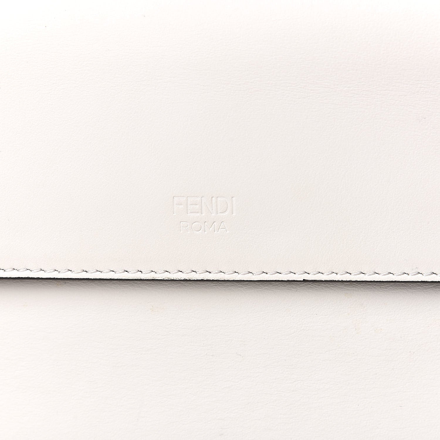 Fendi Vitello Century Velvet F is Fendi FF Embroidered Kan I Shoulder Bag White Black 10 of 13