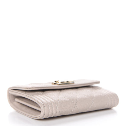Chanel Iridescent Caviar Quilted Boy Card Holder Wallet Beige 4 of 8