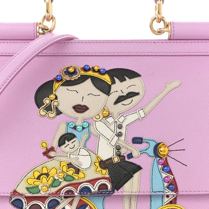 Dolce & Gabbana Dauphine Studded Medium DG Family Patch Miss Sicily Satchel Pink Rosa Chiaro 7 of 11