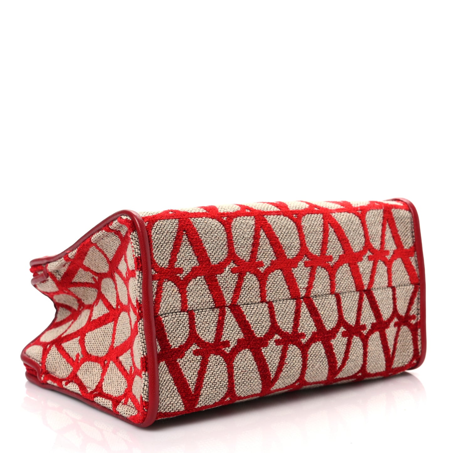 Toile Iconographe Goatskin Mini Le Troisieme Shopping Bag Naturale Rosso Valentino