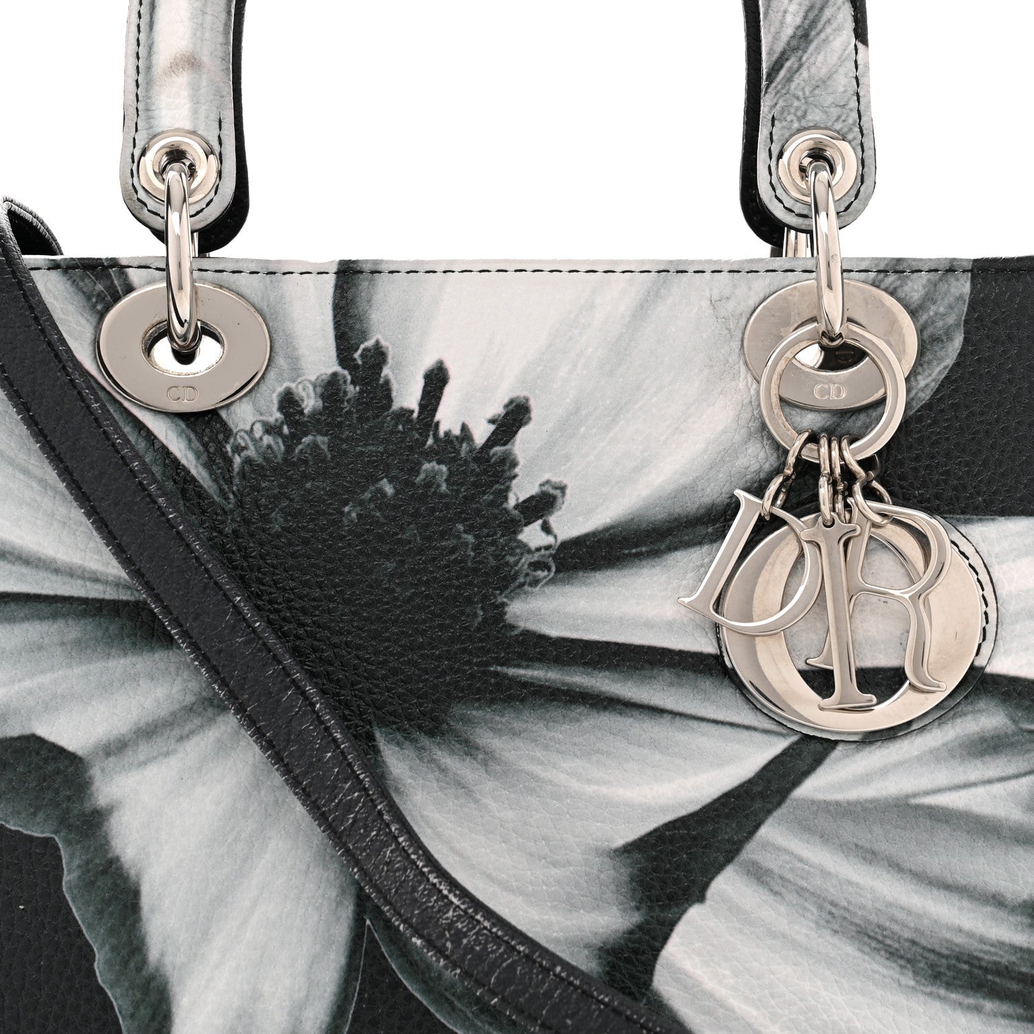 Christian Dior Deerskin Floral Printed Medium Lady Dior Green 8 of 10