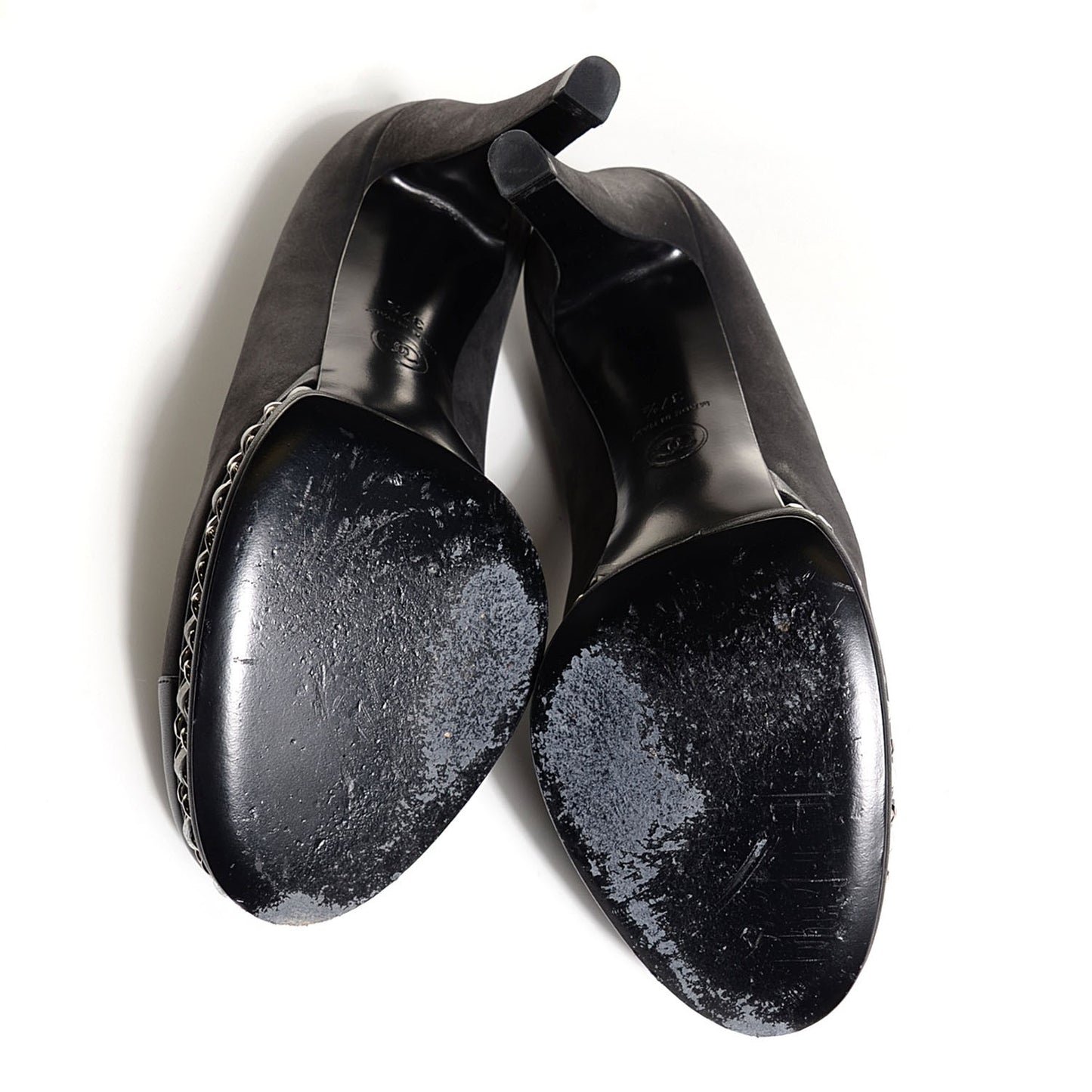 Suede Platform Chain Pumps 37.5 Black