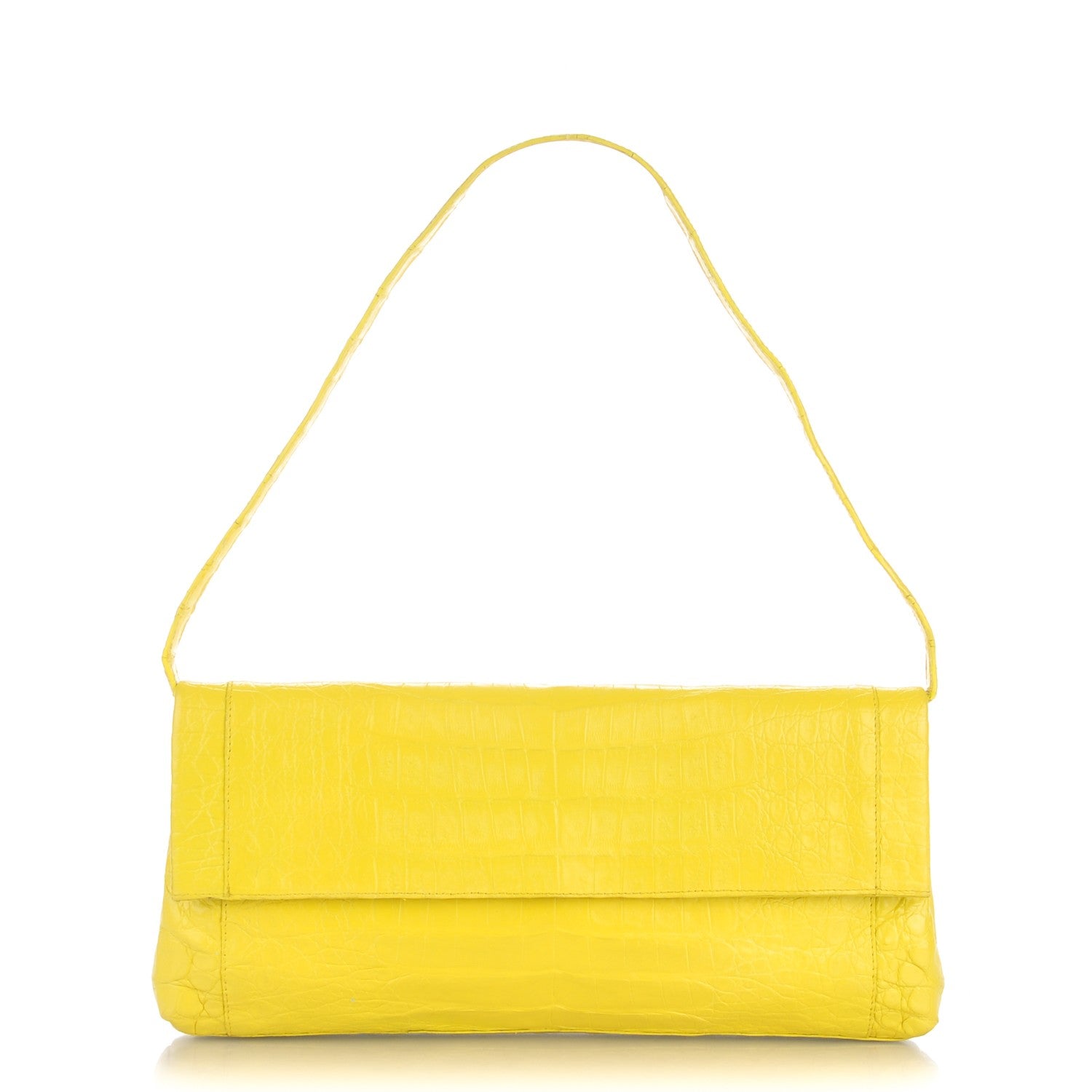 Nancy Gonzalez Crocodile Soft Flap Clutch Yellow 1 of 7