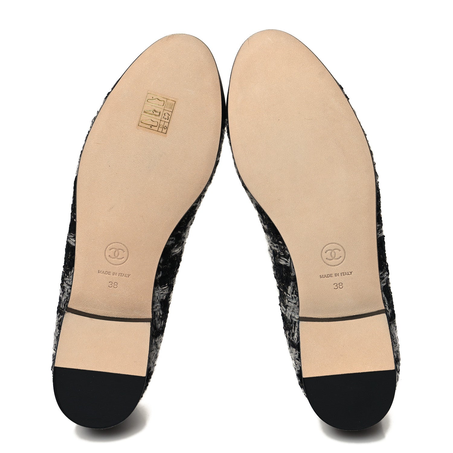 Chanel Tweed Grosgrain Cap Toe Ballerina Flats 38 Black White 5 of 9