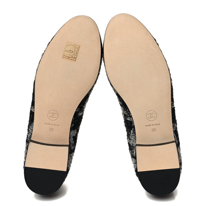 Chanel Tweed Grosgrain Cap Toe Ballerina Flats 38 Black White 5 of 9