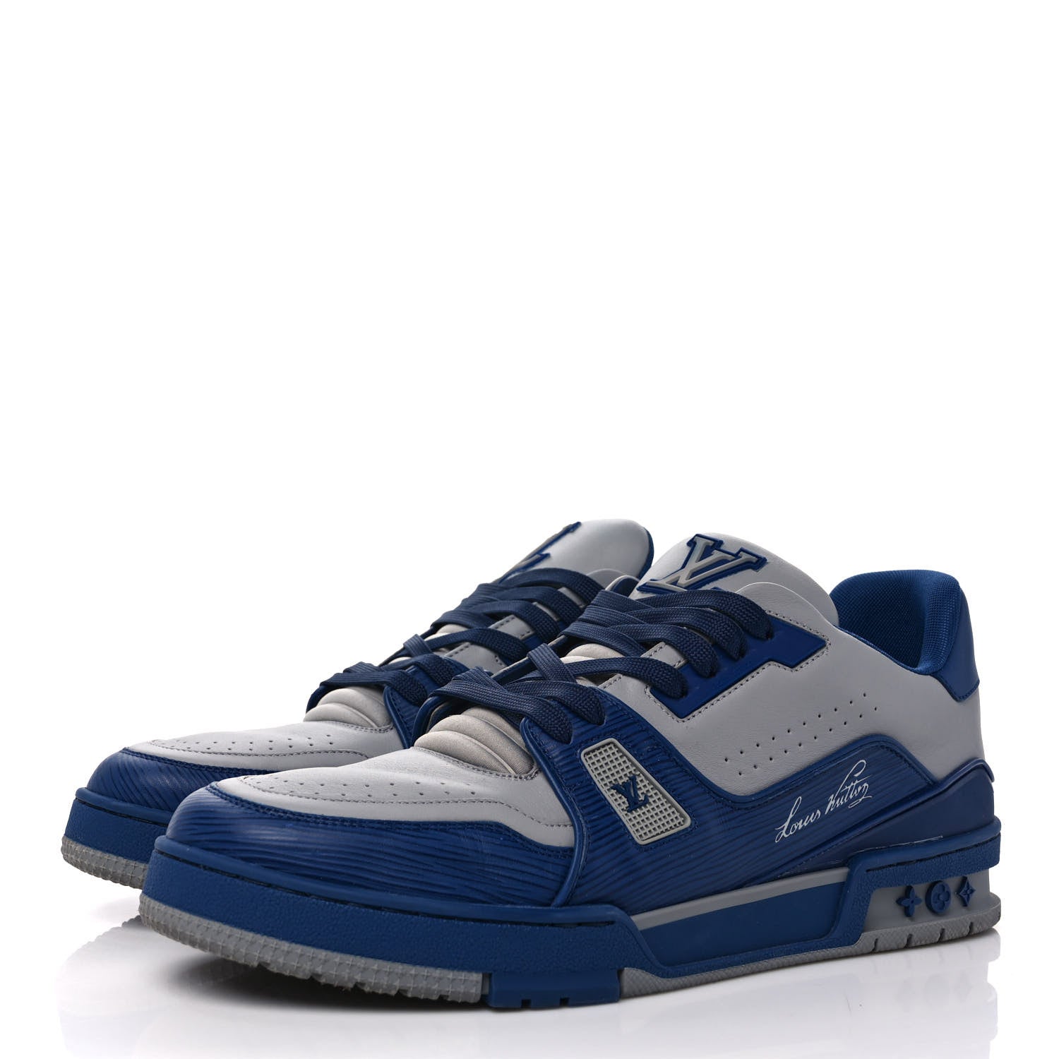 Louis Vuitton Calfskin Epi Mens LV Trainer Sneakers 10.5 Blue 3 of 9