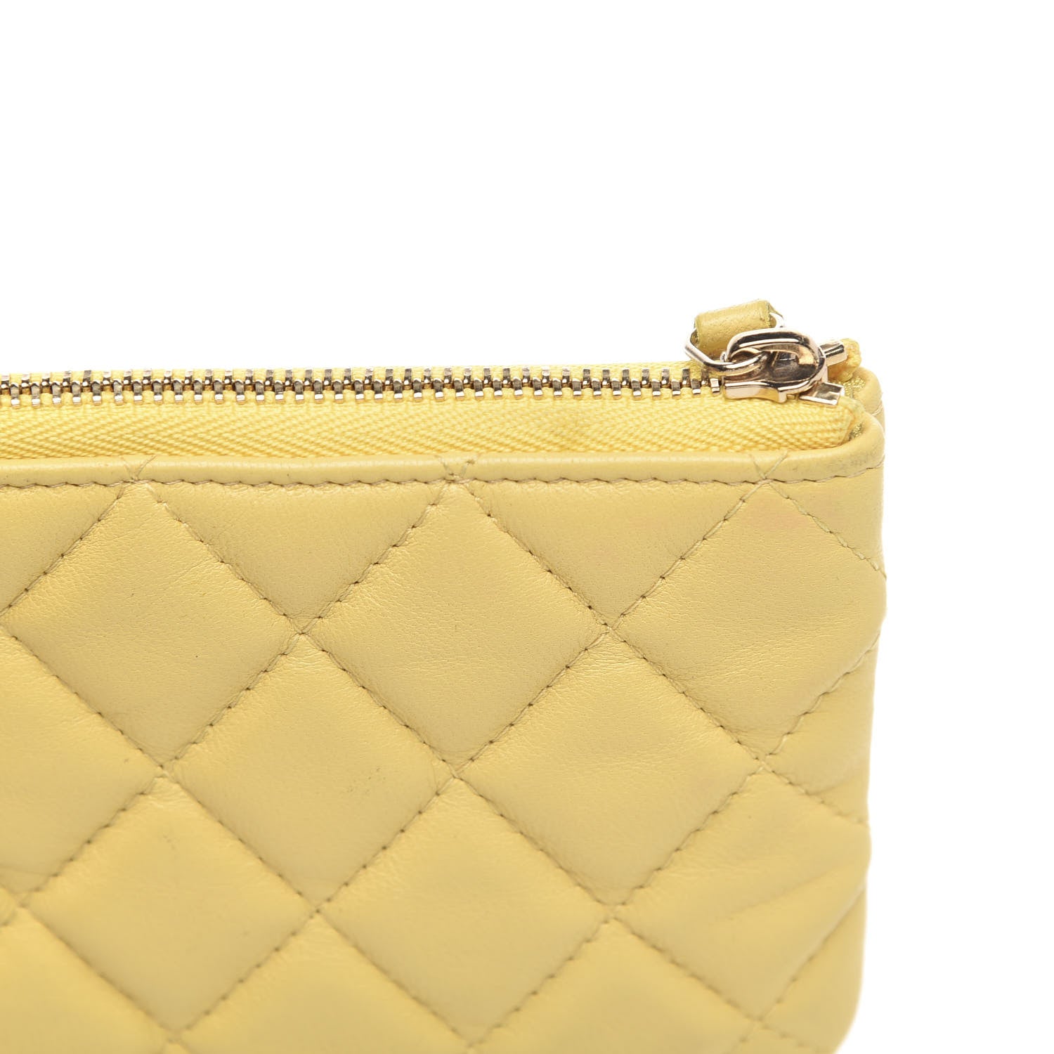 Chanel Lambskin Quilted Small Cosmetic Case Yellow 8 of 8