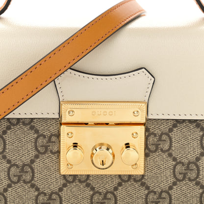 Gucci GG Supreme Monogram New Sakai Calfskin Mini Padlock Top Handle Shoulder Bag Beige Ebony Mystic White Sun Oil 8 of 12