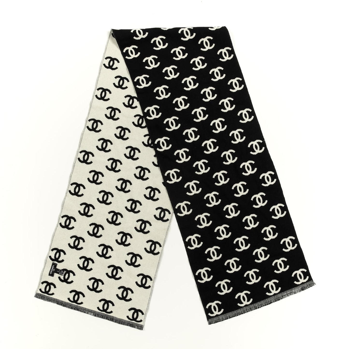 Wool Cashmere CC Scarf Black White