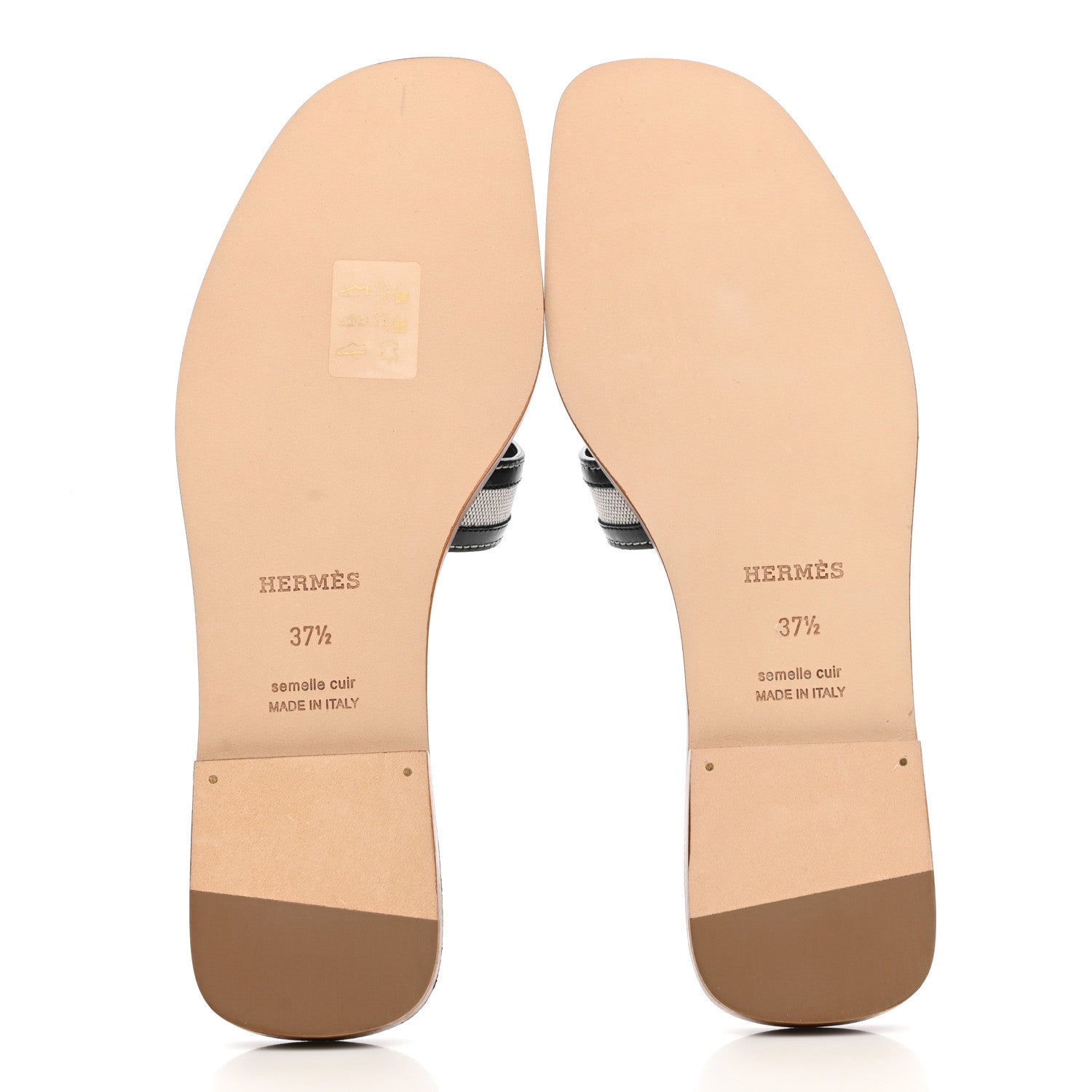Hermes Calfskin Canvas Oran Sandals 37.5 Black 5 of 10
