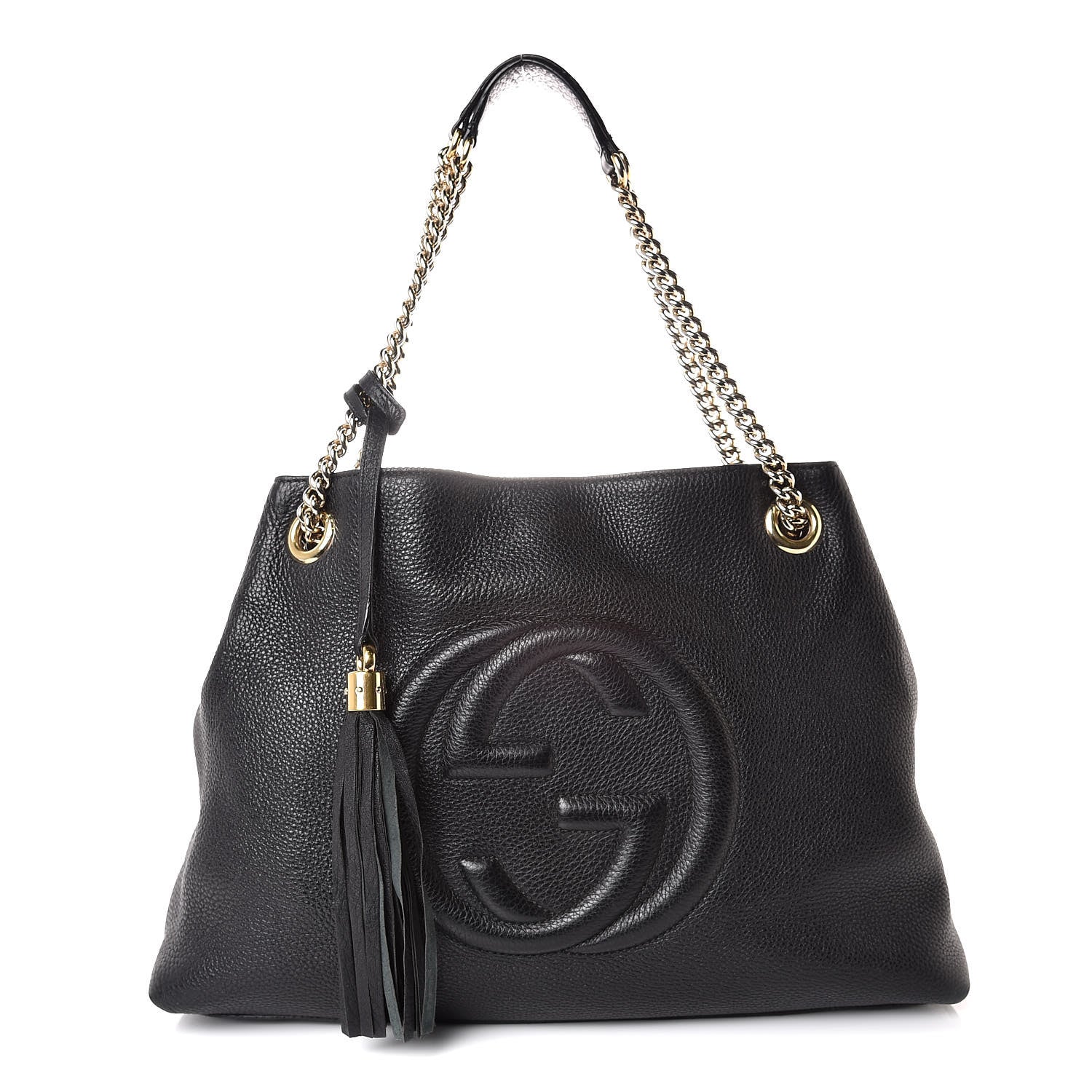Gucci Pebbled Calfskin Medium Soho Chain Shoulder Bag Black 1 of 14