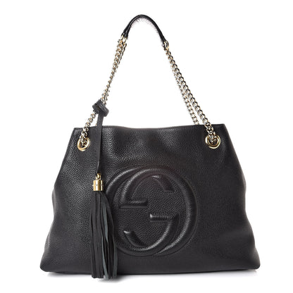 Gucci Pebbled Calfskin Medium Soho Chain Shoulder Bag Black 1 of 14