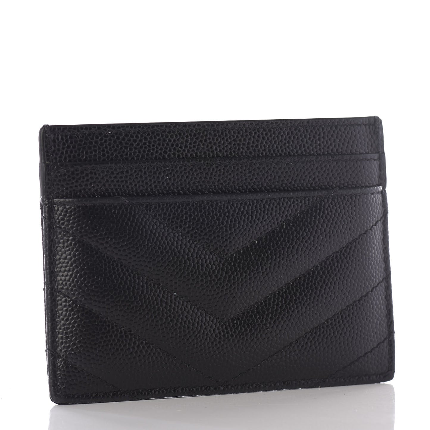 Grain De Poudre Matelasse Chevron Monogram Credit Card Case Black