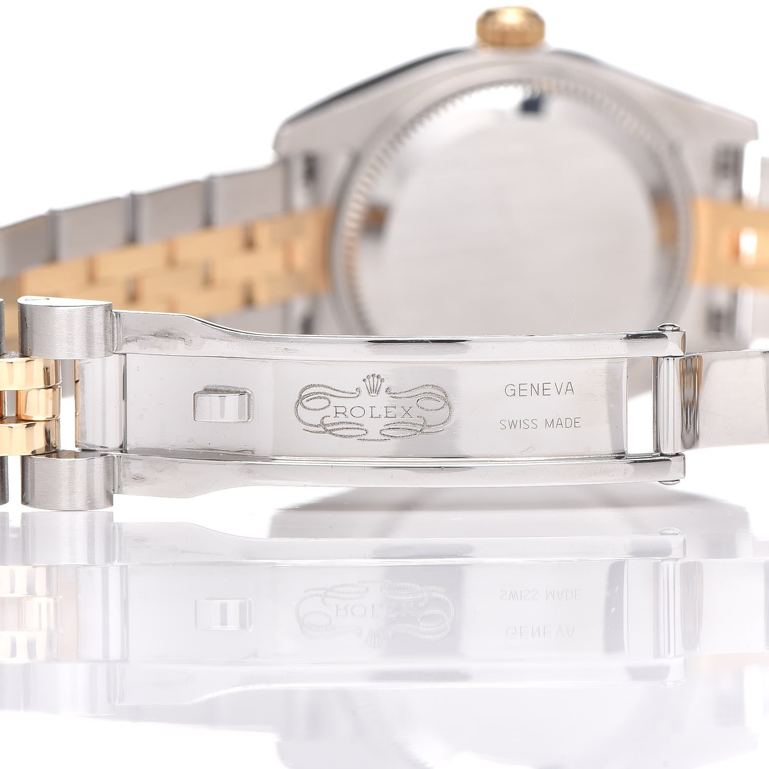 Rolex Stainless Steel 18K Yellow Gold 26mm Oyster Perpetual Datejust Watch White Pyramid Roman 179173 5 of 8