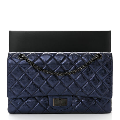 Chanel Metallic Aged Calfskin Quilted 2.55 Reissue 227 Flap Dark Navy Blue 11 of 11