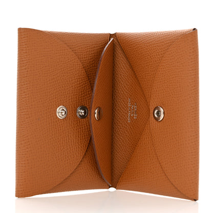 Hermes Epsom Calvi Duo Card Case Gold 5 of 8