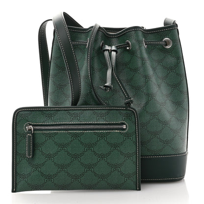 MCM Lauretos Spanish Calfskin Medium Himmel Drawstring Bucket Bag Forest Green 3 of 12