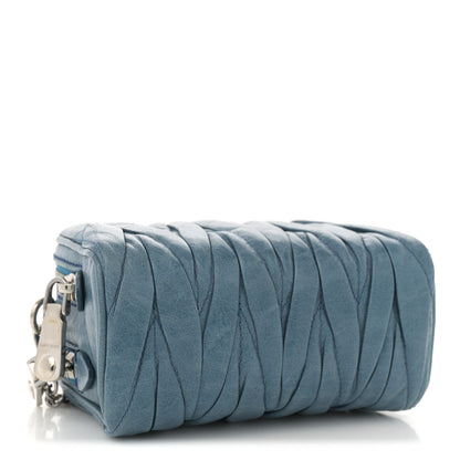 Miu Miu Vitello Lux Matelasse Double Zip Chain Crossbody Bag Oceano 4 of 10