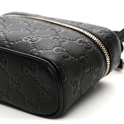 Gucci GG Calfskin Embossed Emblem Super MIni Crossbody Bag Black 9 of 9