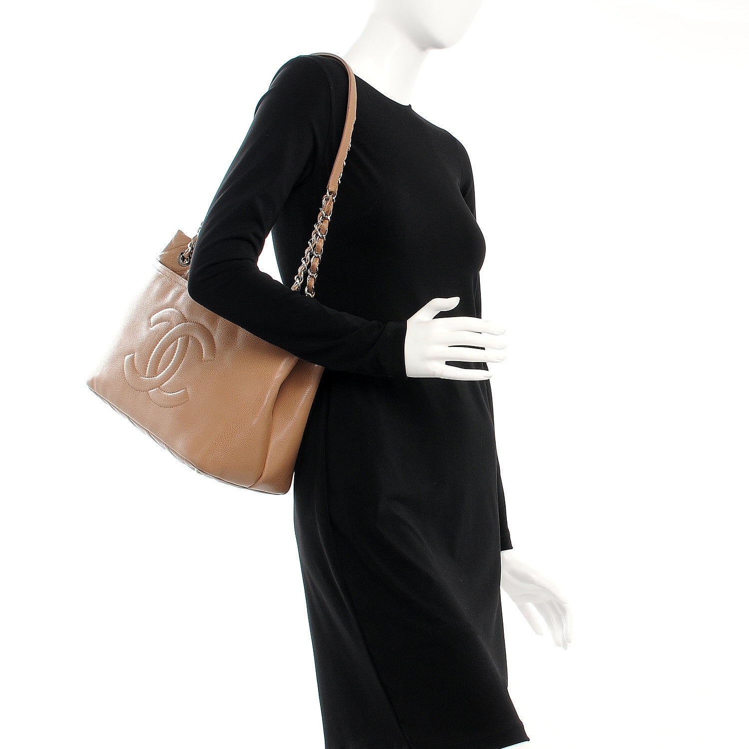 Chanel Caviar Quilted Timeless CC Soft Tote Beige 2 of 15