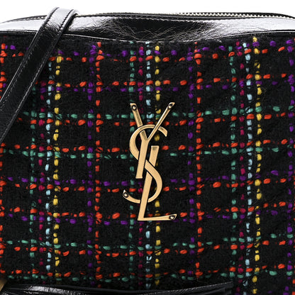 Saint Laurent Tweed Calfskin Monogram Lou Camera Bag Black 8 of 9