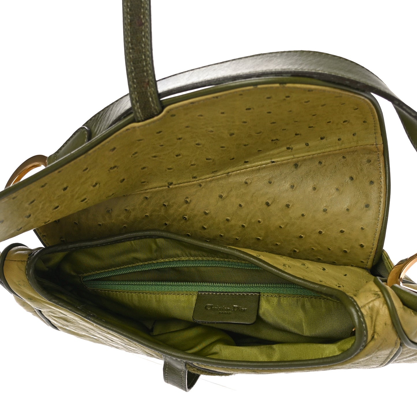 Ostrich Double Saddle Bag Green