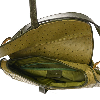 Christian Dior Ostrich Double Saddle Bag Green 5 of 11