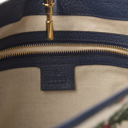 Gucci Canvas Flora Medium Jackie Hobo Blue Agata 6 of 11