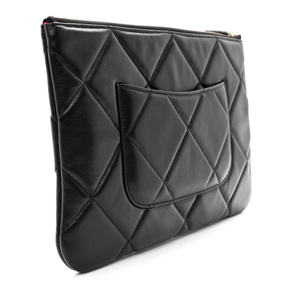 Chanel Lambskin Quilted Large Chanel 19 Cosmetic Case Black 3 of 12