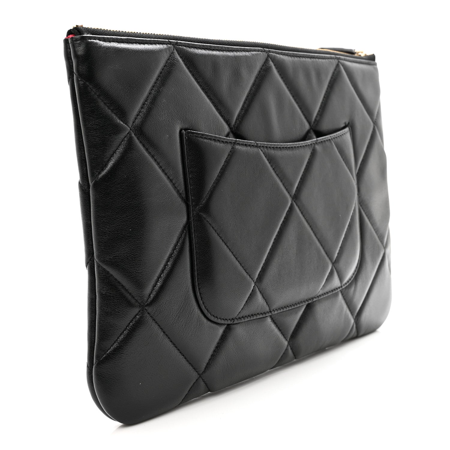 Chanel Lambskin Quilted Large Chanel 19 Cosmetic Case Black 3 of 12