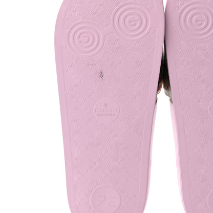 Gucci GG Supreme Monogram Apple Slide Sandals 38 Pink Multicolor 6 of 10
