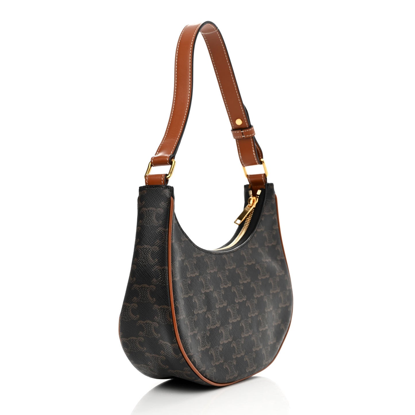 Triomphe Canvas Calfskin Ava Shoulder Bag Tan