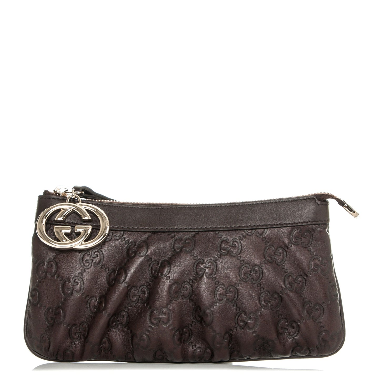 Guccissima Signature New Britt Wristlet Chocolate
