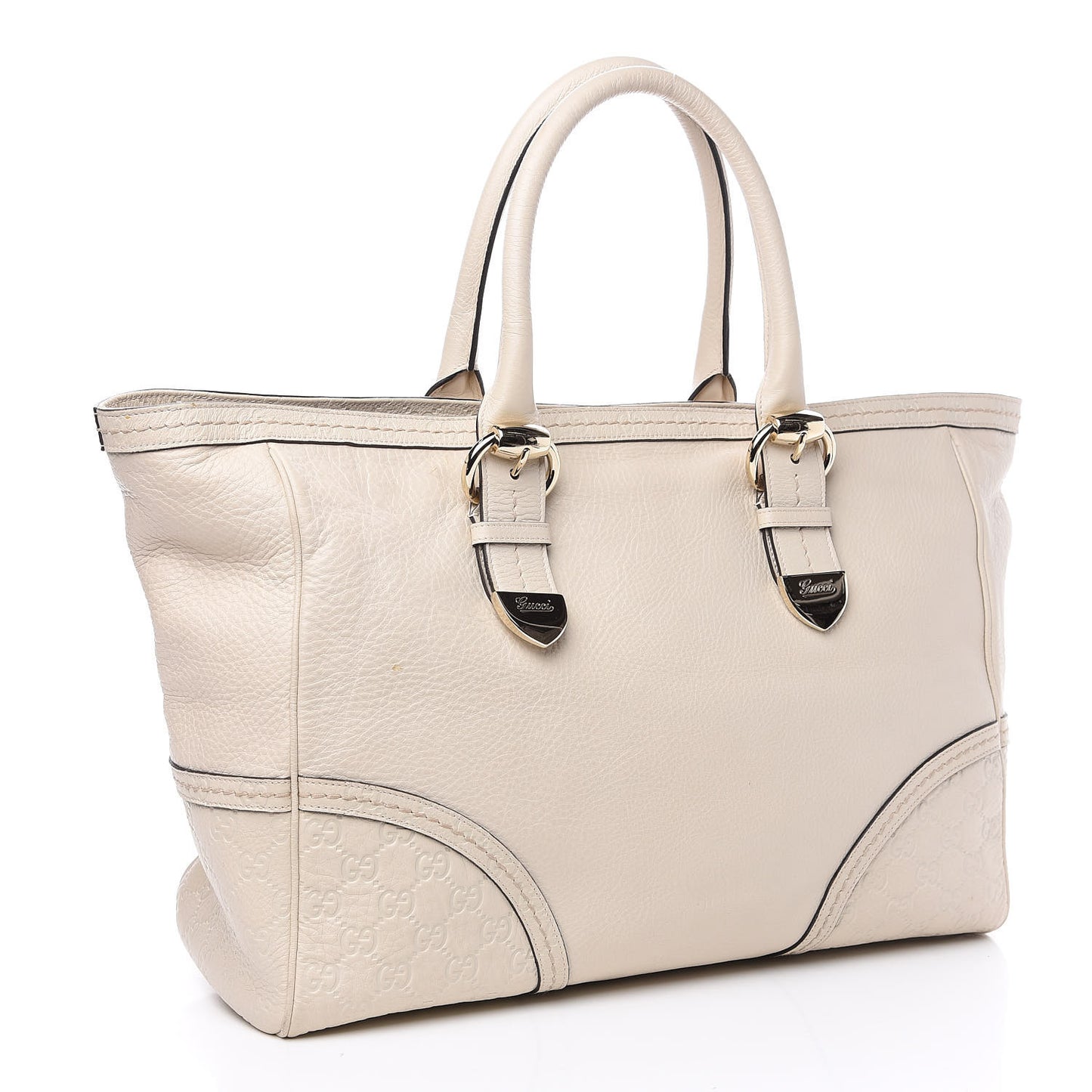Calfskin Guccissima Large Signoria Tote Off White