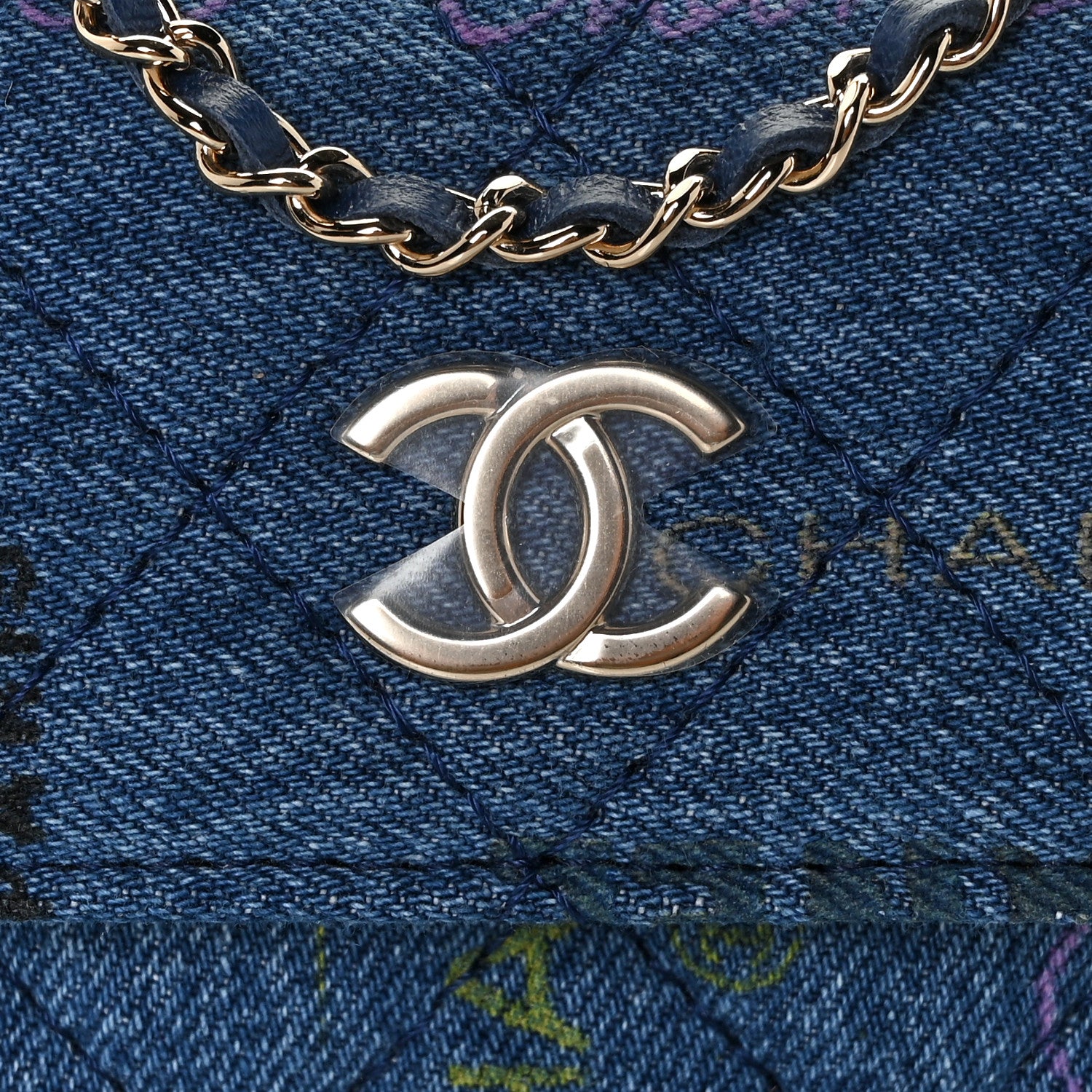 Chanel Denim Quilted Denim Mood Clutch With Chain Blue Multicolor 7 of 10