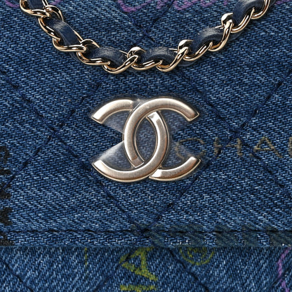 Chanel Denim Quilted Denim Mood Clutch With Chain Blue Multicolor 7 of 10