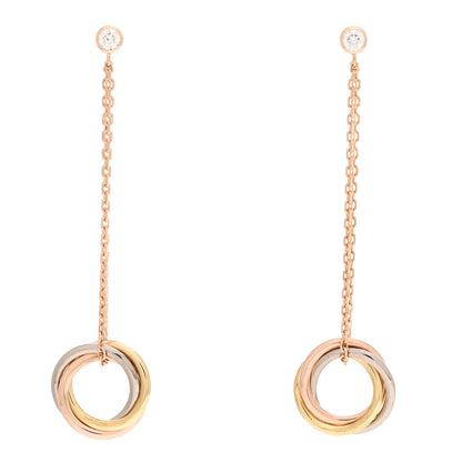 Cartier 18K Pink Yellow White Gold Diamond Small Trinity Drop Earrings 1 of 4