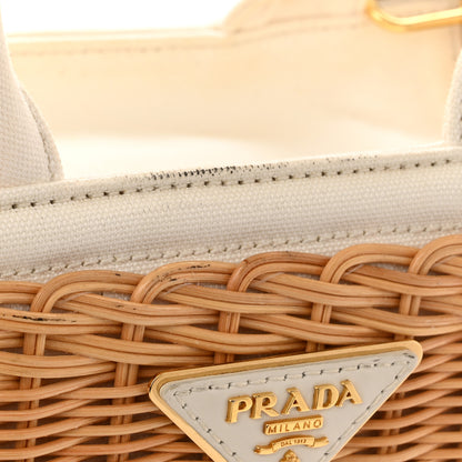 Prada Wicker Canvas Tote Naturale White 10 of 12