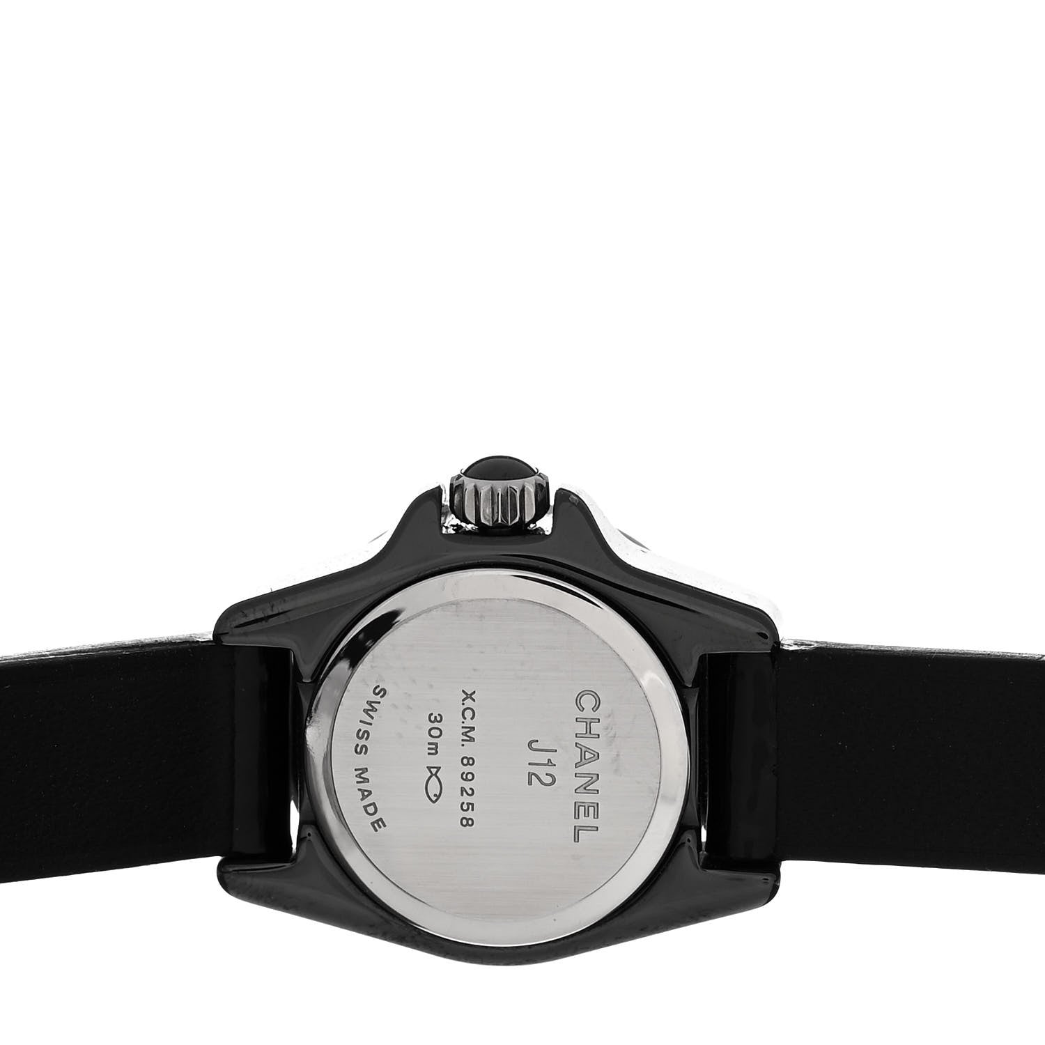 Chanel Stainless Steel Calfskin Diamond Bezel 19mm J12 Quartz Watch Black 4 of 5