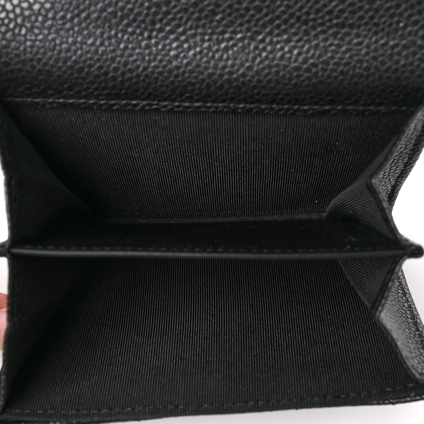Caviar Quilted Flap Card Holder Wallet Black