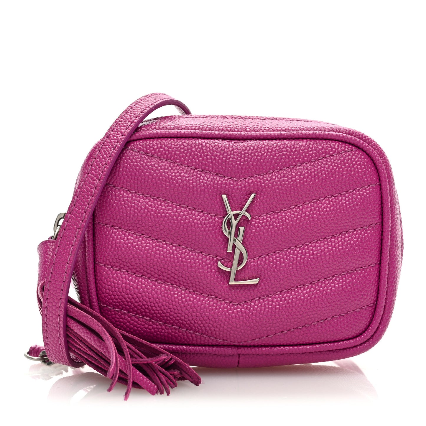 SAINT LAURENT Grain De Poudre Matelasse Monogram Baby Lou Camera Bag Electric Fuxia