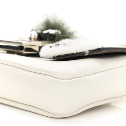 Fendi Nappa Rabbit Fox Fur Micro Buggie Baguette White Nirvana Black 10 of 11