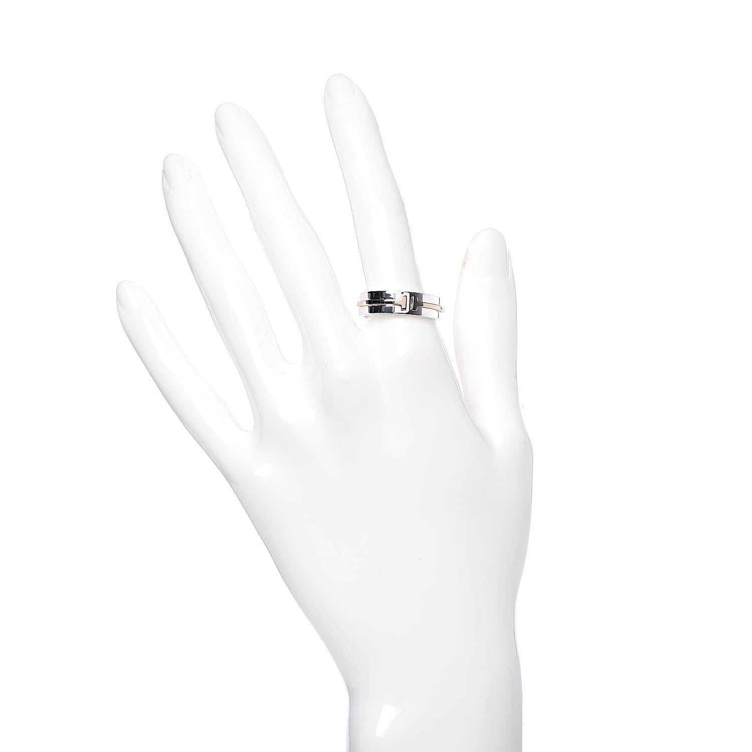 Tiffany Sterling Silver 18K Rose Gold T Wide Band Ring 56 7.75 2 of 4