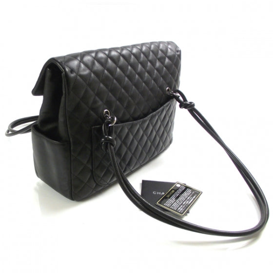 Chanel Calfskin Quilted Large Cambon Flap Black White 3 of 13