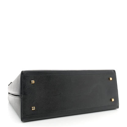 Salvatore Ferragamo Hammered Calfskin Iconic Large Top Handle Bag Black 4 of 10