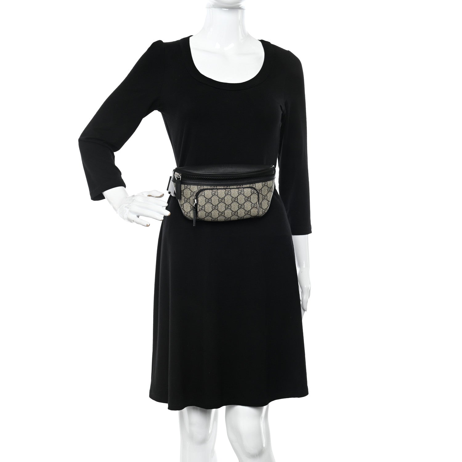 Gucci GG Supreme Monogram Belt Bag Black 2 of 11