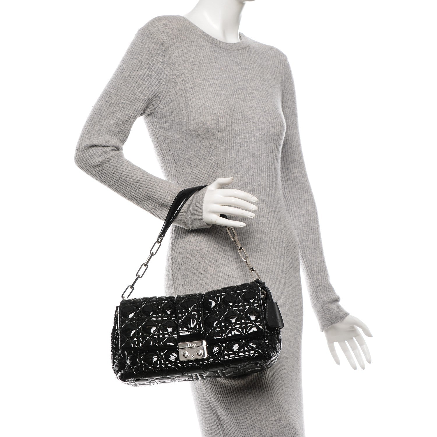 Christian Dior Patent Cannage New Lock Flap Black 2 of 8