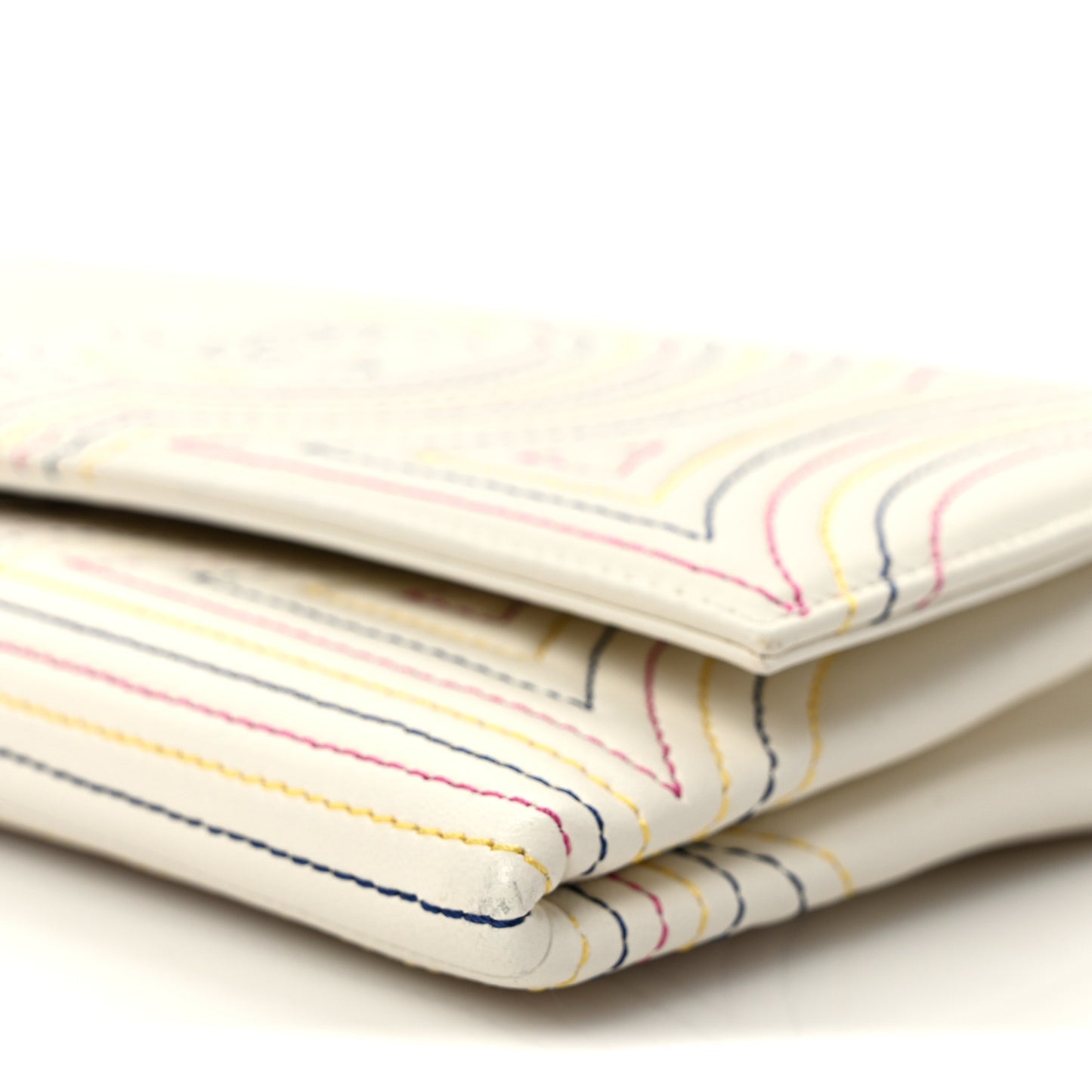 Calfskin Korean Garden Clutch With Chain White Multicolor